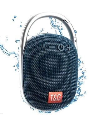 T&G Portable Bluetooth Speaker in Dark Blue with Silver Carabiner